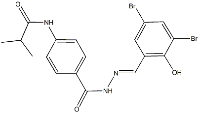 N-(4-{[2-(3,5-dibromo-2-hydroxybenzylidene)hydrazino]carbonyl}phenyl)-2-methylpropanamide Struktur