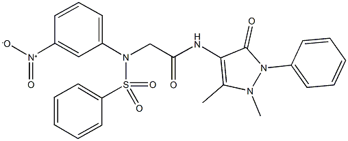 N-(1,5-dimethyl-3-oxo-2-phenyl-2,3-dihydro-1H-pyrazol-4-yl)-2-[3-nitro(phenylsulfonyl)anilino]acetamide Struktur