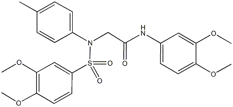 N-[3,4-bis(methyloxy)phenyl]-2-[{[3,4-bis(methyloxy)phenyl]sulfonyl}(4-methylphenyl)amino]acetamide Structure