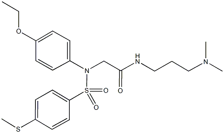 N-[3-(dimethylamino)propyl]-2-([4-(ethyloxy)phenyl]{[4-(methylsulfanyl)phenyl]sulfonyl}amino)acetamide 化学構造式