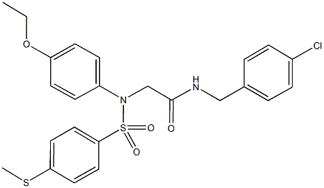 N-[(4-chlorophenyl)methyl]-2-([4-(ethyloxy)phenyl]{[4-(methylsulfanyl)phenyl]sulfonyl}amino)acetamide 化学構造式