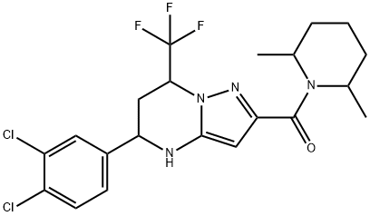 5-(3,4-dichlorophenyl)-2-[(2,6-dimethyl-1-piperidinyl)carbonyl]-7-(trifluoromethyl)-4,5,6,7-tetrahydropyrazolo[1,5-a]pyrimidine Structure