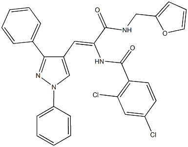 2,4-dichloro-N-(2-(1,3-diphenyl-1H-pyrazol-4-yl)-1-{[(2-furylmethyl)amino]carbonyl}vinyl)benzamide Structure