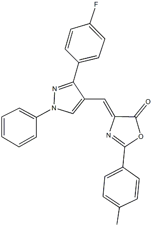 4-{[3-(4-fluorophenyl)-1-phenyl-1H-pyrazol-4-yl]methylene}-2-(4-methylphenyl)-1,3-oxazol-5(4H)-one,357387-79-2,结构式