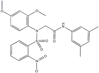 N-(3,5-dimethylphenyl)-2-[({2-nitrophenyl}sulfonyl)-2,4-dimethoxyanilino]acetamide Structure