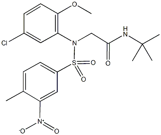 N-(tert-butyl)-2-[5-chloro({3-nitro-4-methylphenyl}sulfonyl)-2-methoxyanilino]acetamide Structure