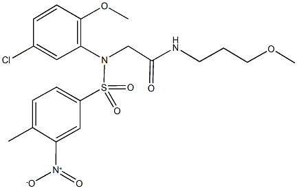 2-[5-chloro({3-nitro-4-methylphenyl}sulfonyl)-2-methoxyanilino]-N-(3-methoxypropyl)acetamide Structure