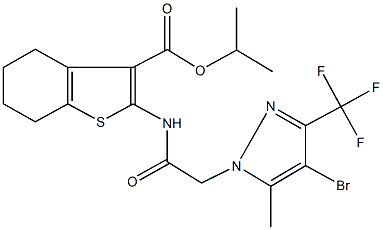 isopropyl 2-({[4-bromo-5-methyl-3-(trifluoromethyl)-1H-pyrazol-1-yl]acetyl}amino)-4,5,6,7-tetrahydro-1-benzothiophene-3-carboxylate Structure