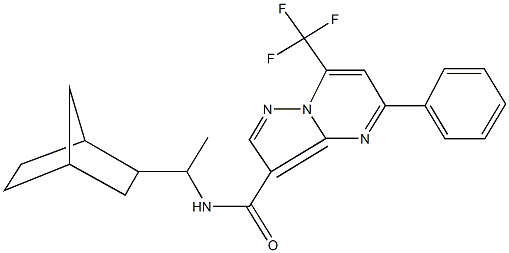 N-(1-bicyclo[2.2.1]hept-2-ylethyl)-5-phenyl-7-(trifluoromethyl)pyrazolo[1,5-a]pyrimidine-3-carboxamide 化学構造式