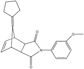 10-cyclopentylidene-4-(3-methoxyphenyl)-4-azatricyclo[5.2.1.0~2,6~]dec-8-ene-3,5-dione Struktur