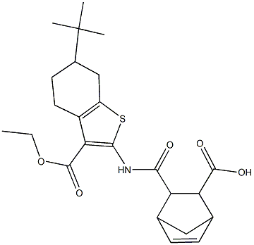 3-({[6-tert-butyl-3-(ethoxycarbonyl)-4,5,6,7-tetrahydro-1-benzothien-2-yl]amino}carbonyl)bicyclo[2.2.1]hept-5-ene-2-carboxylic acid 结构式