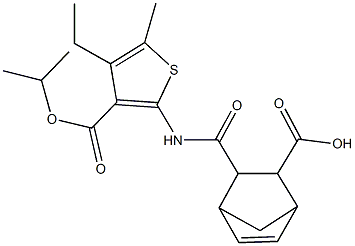 3-({[4-ethyl-3-(isopropoxycarbonyl)-5-methyl-2-thienyl]amino}carbonyl)bicyclo[2.2.1]hept-5-ene-2-carboxylic acid Structure