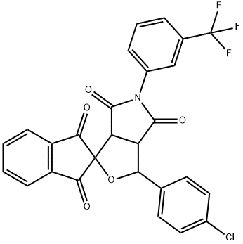 357932-91-3 1-(4-chlorophenyl)-5-[3-(trifluoromethyl)phenyl]-3a,6a-dihydrospiro(1H-furo[3,4-c]pyrrole-3,2'-[1'H]-indene)-1',3',4,6(2'H,3H,5H)-tetrone