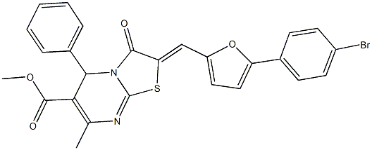 methyl 2-{[5-(4-bromophenyl)-2-furyl]methylene}-7-methyl-3-oxo-5-phenyl-2,3-dihydro-5H-[1,3]thiazolo[3,2-a]pyrimidine-6-carboxylate,358352-98-4,结构式