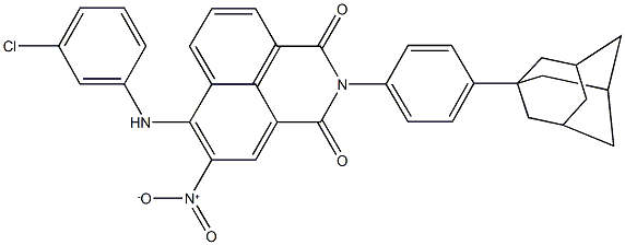 2-[4-(1-adamantyl)phenyl]-6-(3-chloroanilino)-5-nitro-1H-benzo[de]isoquinoline-1,3(2H)-dione 化学構造式