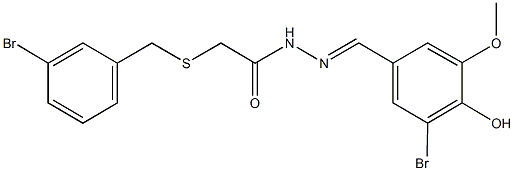 2-[(3-bromobenzyl)sulfanyl]-N'-(3-bromo-4-hydroxy-5-methoxybenzylidene)acetohydrazide Structure