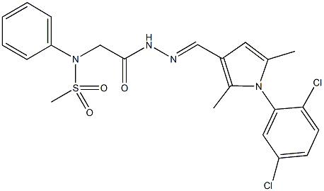 N-[2-(2-{[1-(2,5-dichlorophenyl)-2,5-dimethyl-1H-pyrrol-3-yl]methylene}hydrazino)-2-oxoethyl]-N-phenylmethanesulfonamide 化学構造式