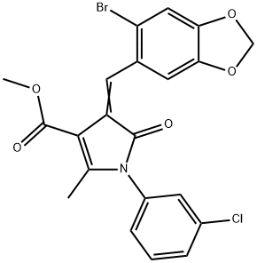 methyl 4-[(6-bromo-1,3-benzodioxol-5-yl)methylene]-1-(3-chlorophenyl)-2-methyl-5-oxo-4,5-dihydro-1H-pyrrole-3-carboxylate Struktur