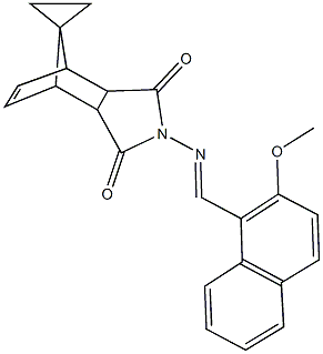 4-{[(2-methoxy-1-naphthyl)methylene]amino}-spiro[4-azatricyclo[5.2.1.0~2,6~]dec[8]ene-10,1'-cyclopropane]-3,5-dione 化学構造式