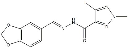 N'-(1,3-benzodioxol-5-ylmethylene)-4-iodo-1-methyl-1H-pyrazole-3-carbohydrazide Structure