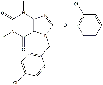 7-(4-chlorobenzyl)-8-(2-chlorophenoxy)-1,3-dimethyl-3,7-dihydro-1H-purine-2,6-dione Structure