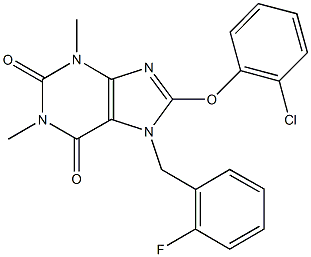 8-(2-chlorophenoxy)-7-(2-fluorobenzyl)-1,3-dimethyl-3,7-dihydro-1H-purine-2,6-dione Structure