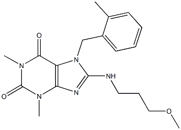 8-[(3-methoxypropyl)amino]-1,3-dimethyl-7-(2-methylbenzyl)-3,7-dihydro-1H-purine-2,6-dione,359901-43-2,结构式