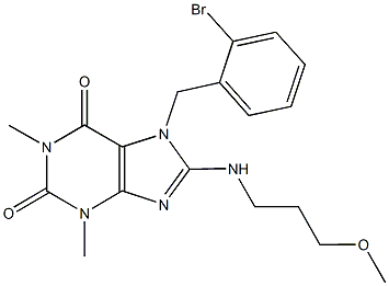 7-(2-bromobenzyl)-8-[(3-methoxypropyl)amino]-1,3-dimethyl-3,7-dihydro-1H-purine-2,6-dione 化学構造式