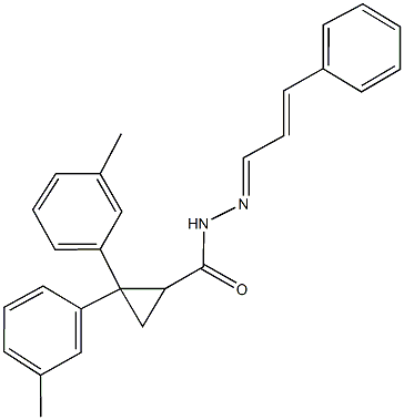 2,2-bis(3-methylphenyl)-N'-(3-phenyl-2-propenylidene)cyclopropanecarbohydrazide Structure