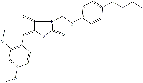 3-[(4-butylanilino)methyl]-5-(2,4-dimethoxybenzylidene)-1,3-thiazolidine-2,4-dione 化学構造式