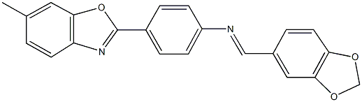 N-(1,3-benzodioxol-5-ylmethylene)-N-[4-(6-methyl-1,3-benzoxazol-2-yl)phenyl]amine Struktur