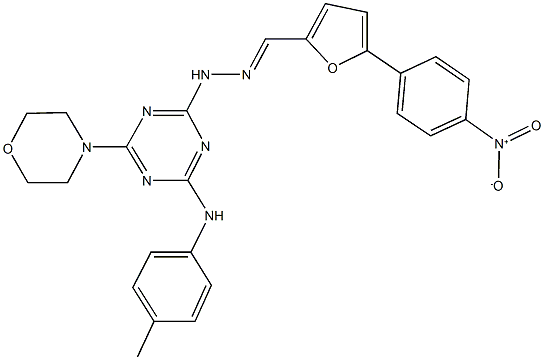 5-{4-nitrophenyl}-2-furaldehyde [4-(4-morpholinyl)-6-(4-toluidino)-1,3,5-triazin-2-yl]hydrazone Structure