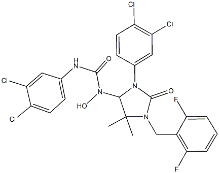 N'-(3,4-dichlorophenyl)-N-[3-(3,4-dichlorophenyl)-1-(2,6-difluorobenzyl)-5,5-dimethyl-2-oxo-4-imidazolidinyl]-N-hydroxyurea,360571-05-7,结构式