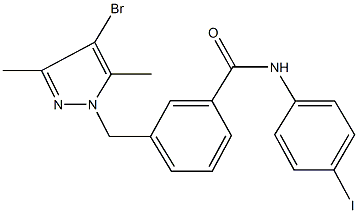 3-[(4-bromo-3,5-dimethyl-1H-pyrazol-1-yl)methyl]-N-(4-iodophenyl)benzamide,360573-25-7,结构式