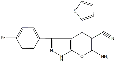 6-amino-3-(4-bromophenyl)-4-(2-thienyl)-1,4-dihydropyrano[2,3-c]pyrazole-5-carbonitrile Structure