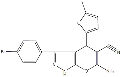 6-amino-3-(4-bromophenyl)-4-(5-methyl-2-furyl)-1,4-dihydropyrano[2,3-c]pyrazole-5-carbonitrile 化学構造式