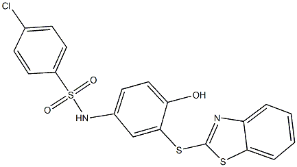 N-[3-(1,3-benzothiazol-2-ylsulfanyl)-4-hydroxyphenyl]-4-chlorobenzenesulfonamide,361179-65-9,结构式