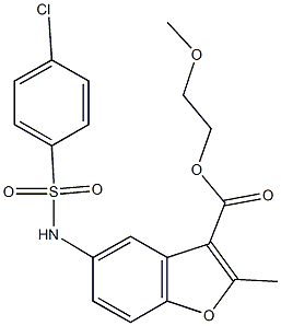 2-methoxyethyl 5-{[(4-chlorophenyl)sulfonyl]amino}-2-methyl-1-benzofuran-3-carboxylate,361179-71-7,结构式