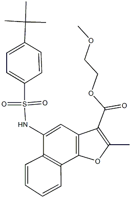2-methoxyethyl 5-{[(4-tert-butylphenyl)sulfonyl]amino}-2-methylnaphtho[1,2-b]furan-3-carboxylate,361179-75-1,结构式