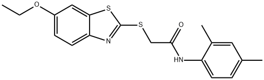 N-(2,4-dimethylphenyl)-2-[(6-ethoxy-1,3-benzothiazol-2-yl)sulfanyl]acetamide 结构式