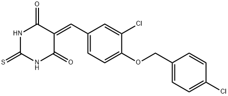 5-[(3-chloro-4-{[(4-chlorophenyl)methyl]oxy}phenyl)methylidene]-2-thioxodihydro-4,6(1H,5H)-pyrimidinedione,361191-82-4,结构式