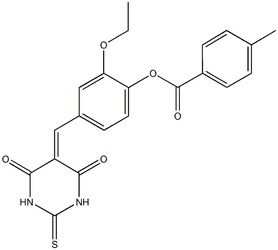 4-[(4,6-dioxo-2-thioxotetrahydro-5(2H)-pyrimidinylidene)methyl]-2-ethoxyphenyl 4-methylbenzoate|