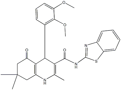 N-(1,3-benzothiazol-2-yl)-4-(2,3-dimethoxyphenyl)-2,7,7-trimethyl-5-oxo-1,4,5,6,7,8-hexahydro-3-quinolinecarboxamide|