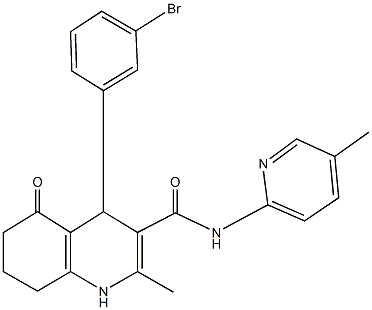 4-(3-bromophenyl)-2-methyl-N-(5-methylpyridin-2-yl)-5-oxo-1,4,5,6,7,8-hexahydroquinoline-3-carboxamide Struktur