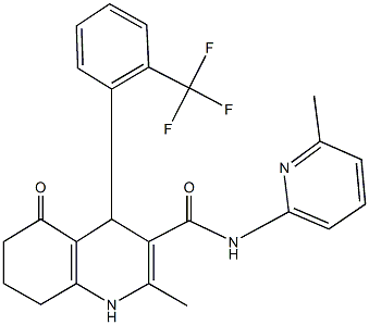 2-methyl-N-(6-methylpyridin-2-yl)-5-oxo-4-[2-(trifluoromethyl)phenyl]-1,4,5,6,7,8-hexahydroquinoline-3-carboxamide,361194-32-3,结构式