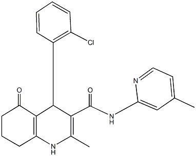 4-(2-chlorophenyl)-2-methyl-N-(4-methylpyridin-2-yl)-5-oxo-1,4,5,6,7,8-hexahydroquinoline-3-carboxamide 化学構造式