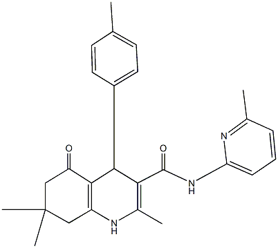 2,7,7-trimethyl-4-(4-methylphenyl)-N-(6-methylpyridin-2-yl)-5-oxo-1,4,5,6,7,8-hexahydroquinoline-3-carboxamide 结构式