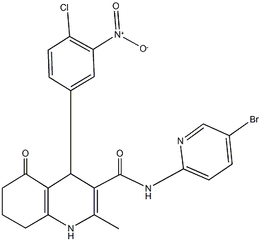 361194-95-8 N-(5-bromo-2-pyridinyl)-4-{4-chloro-3-nitrophenyl}-2-methyl-5-oxo-1,4,5,6,7,8-hexahydro-3-quinolinecarboxamide