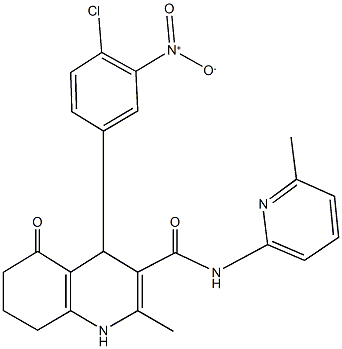 4-{4-chloro-3-nitrophenyl}-2-methyl-N-(6-methylpyridin-2-yl)-5-oxo-1,4,5,6,7,8-hexahydroquinoline-3-carboxamide,361194-96-9,结构式