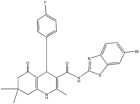 N-(6-bromo-1,3-benzothiazol-2-yl)-4-(4-fluorophenyl)-2,7,7-trimethyl-5-oxo-1,4,5,6,7,8-hexahydroquinoline-3-carboxamide Structure